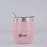 CHEEKI Insulated Wine Tumbler 220ml with Straw - Pink Champagne - Hummingbird Sings