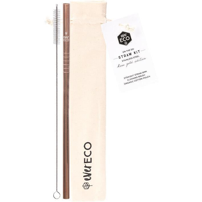 Ever Eco Stainless Steel Straw - Straight Rose Gold incl. Cleaning Brush & Pouch - Hummingbird Sings