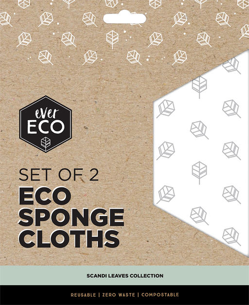 EVER ECO Eco Sponge Cloths Scandi Leaves (2 Pack)