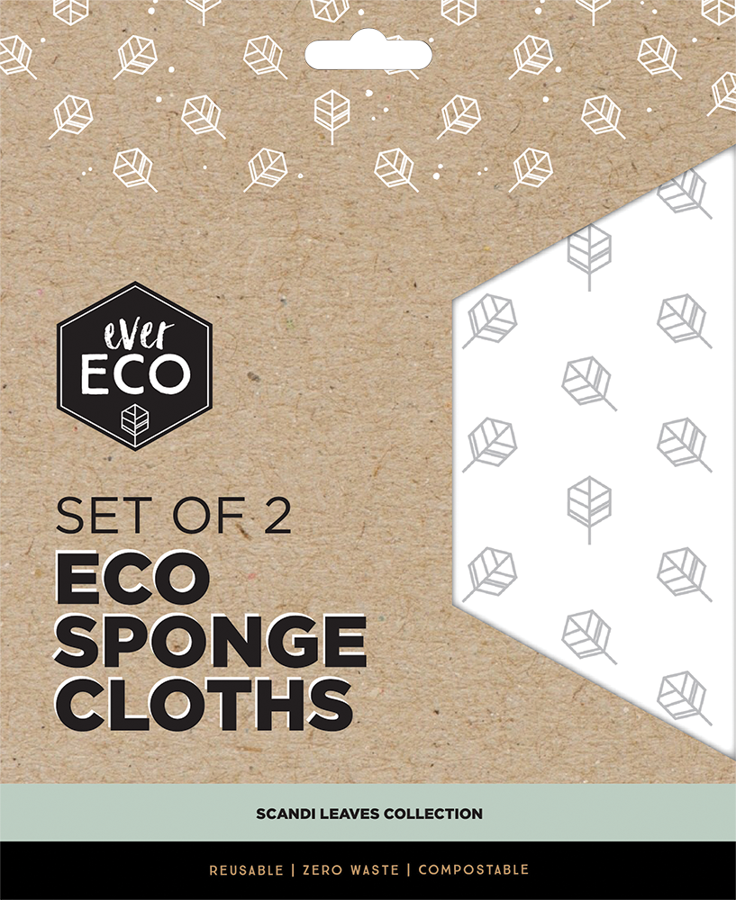 EVER ECO Eco Sponge Cloths Scandi Leaves (2 Pack)